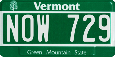 VT license plate NOW729