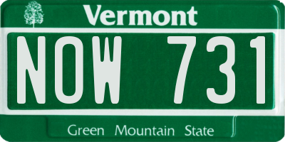 VT license plate NOW731