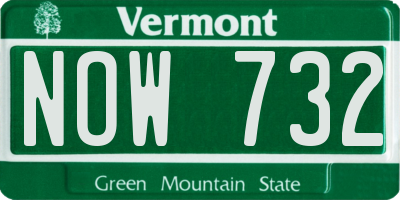 VT license plate NOW732