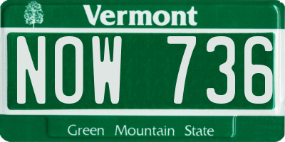 VT license plate NOW736