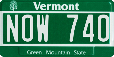 VT license plate NOW740