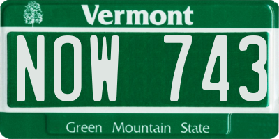 VT license plate NOW743