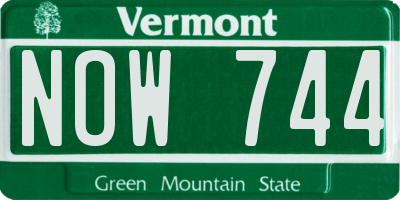 VT license plate NOW744