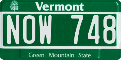 VT license plate NOW748