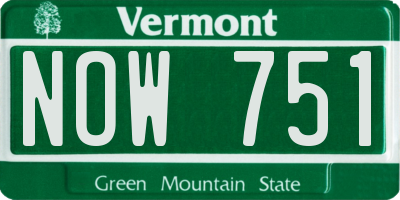 VT license plate NOW751