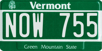 VT license plate NOW755
