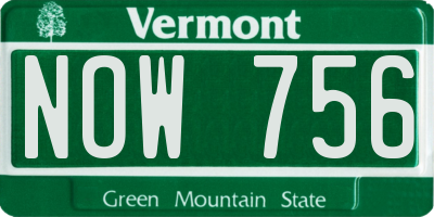 VT license plate NOW756