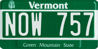 VT license plate NOW757