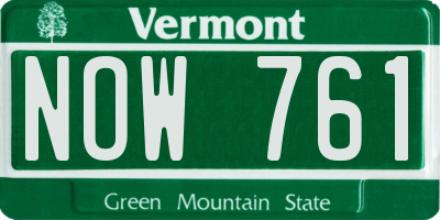 VT license plate NOW761