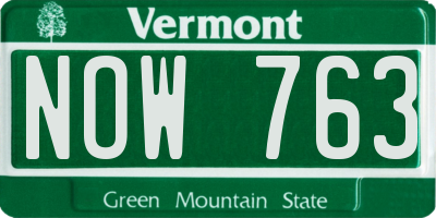 VT license plate NOW763