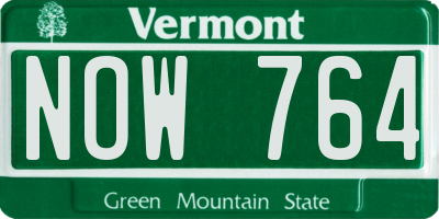 VT license plate NOW764