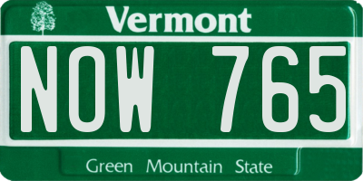 VT license plate NOW765