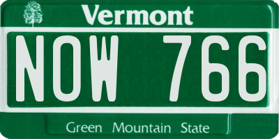 VT license plate NOW766