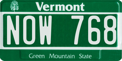 VT license plate NOW768