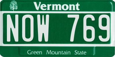 VT license plate NOW769