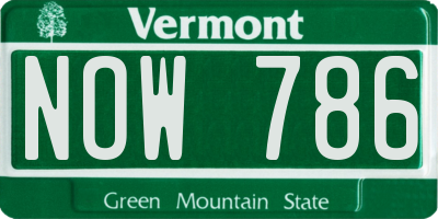 VT license plate NOW786