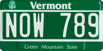 VT license plate NOW789