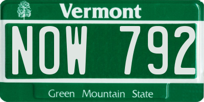 VT license plate NOW792