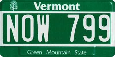 VT license plate NOW799