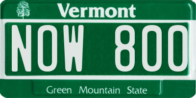 VT license plate NOW800