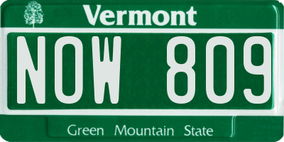 VT license plate NOW809