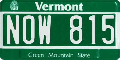 VT license plate NOW815