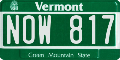 VT license plate NOW817