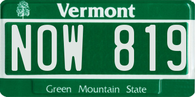 VT license plate NOW819