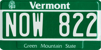 VT license plate NOW822
