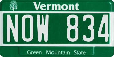 VT license plate NOW834