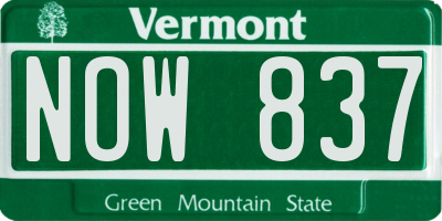 VT license plate NOW837