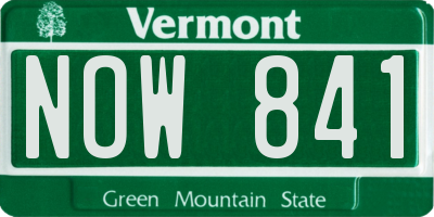 VT license plate NOW841