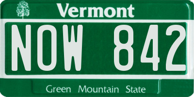VT license plate NOW842