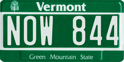 VT license plate NOW844