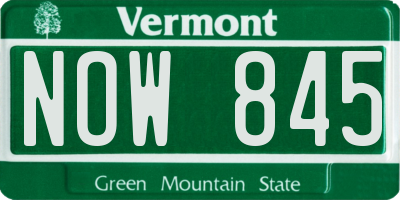 VT license plate NOW845