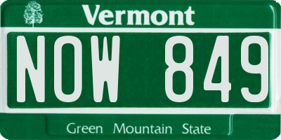 VT license plate NOW849