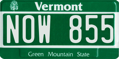 VT license plate NOW855