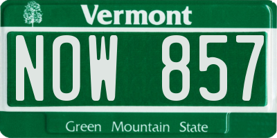 VT license plate NOW857