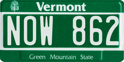 VT license plate NOW862
