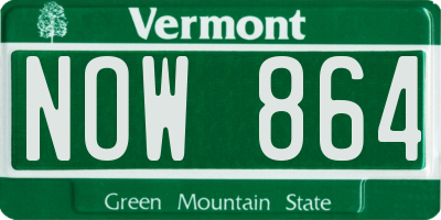 VT license plate NOW864