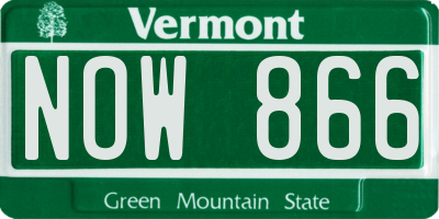VT license plate NOW866