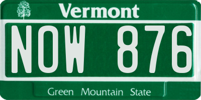 VT license plate NOW876