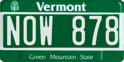 VT license plate NOW878