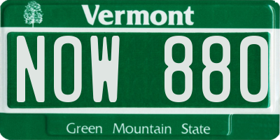 VT license plate NOW880