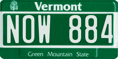 VT license plate NOW884