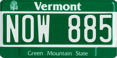 VT license plate NOW885