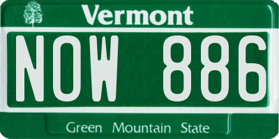 VT license plate NOW886