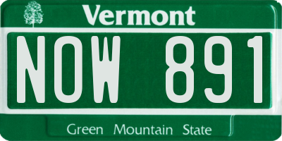 VT license plate NOW891