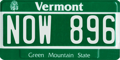 VT license plate NOW896