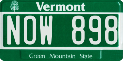 VT license plate NOW898